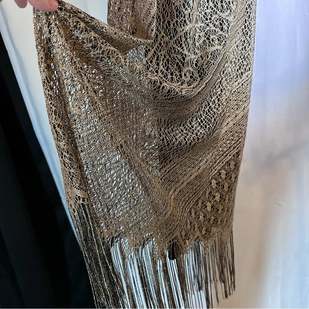 Vintage MSK Maxi Flapper Dress Gold Metallic Blend Lined Sz 10 Y2K 90s Made‎ USA - Picture 6 of 12